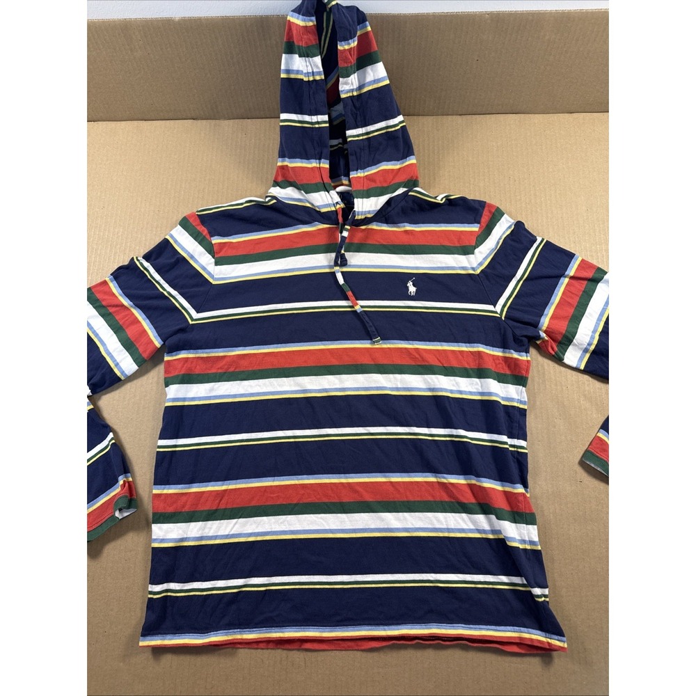 Polo Ralph Lauren Classic Nautical Striped Long Sleeve Hoodie Shirt Large